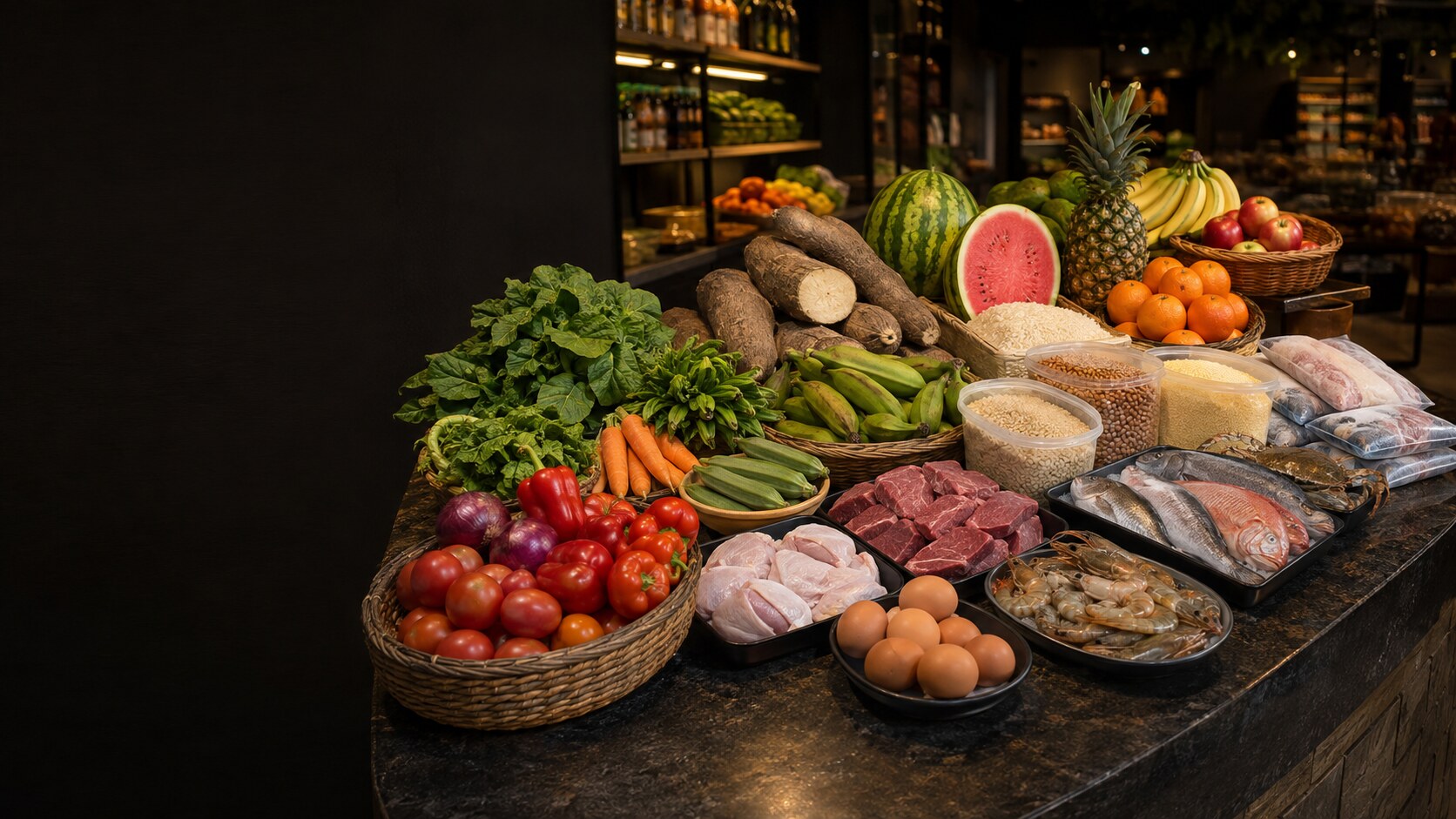 Fresh Nigerian groceries, produce, proteins and pantry essentials at Heritage LM Market